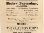Shadow Pantomime and Who Killed Cock Robin? at the Music Hall on November 14, 1878.