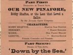 Vintage event poster for the &ldquo;Music Hall&rdquo; entertainment, listing performers, speakers, dates, and ticket details for the Democratic Association.