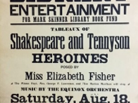 Library Entertainment featuring Shakespeare and Tennyson heroines at the Music Hall.